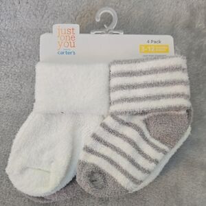 Carter's Cozy White and Gray Striped Baby Socks